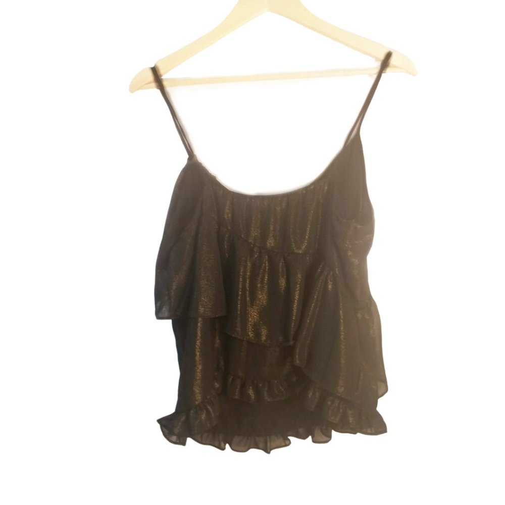Ro & De Shiny Ruffled Cami